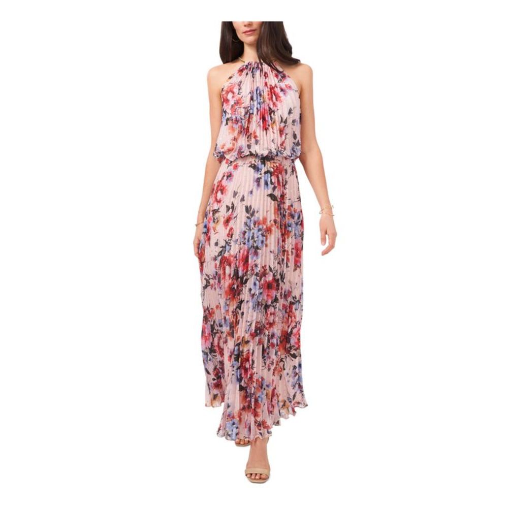 JBS LIMITED Womens Pink Elastic Waist Back Sleeveless Maxi Fit + Flare Dress 12